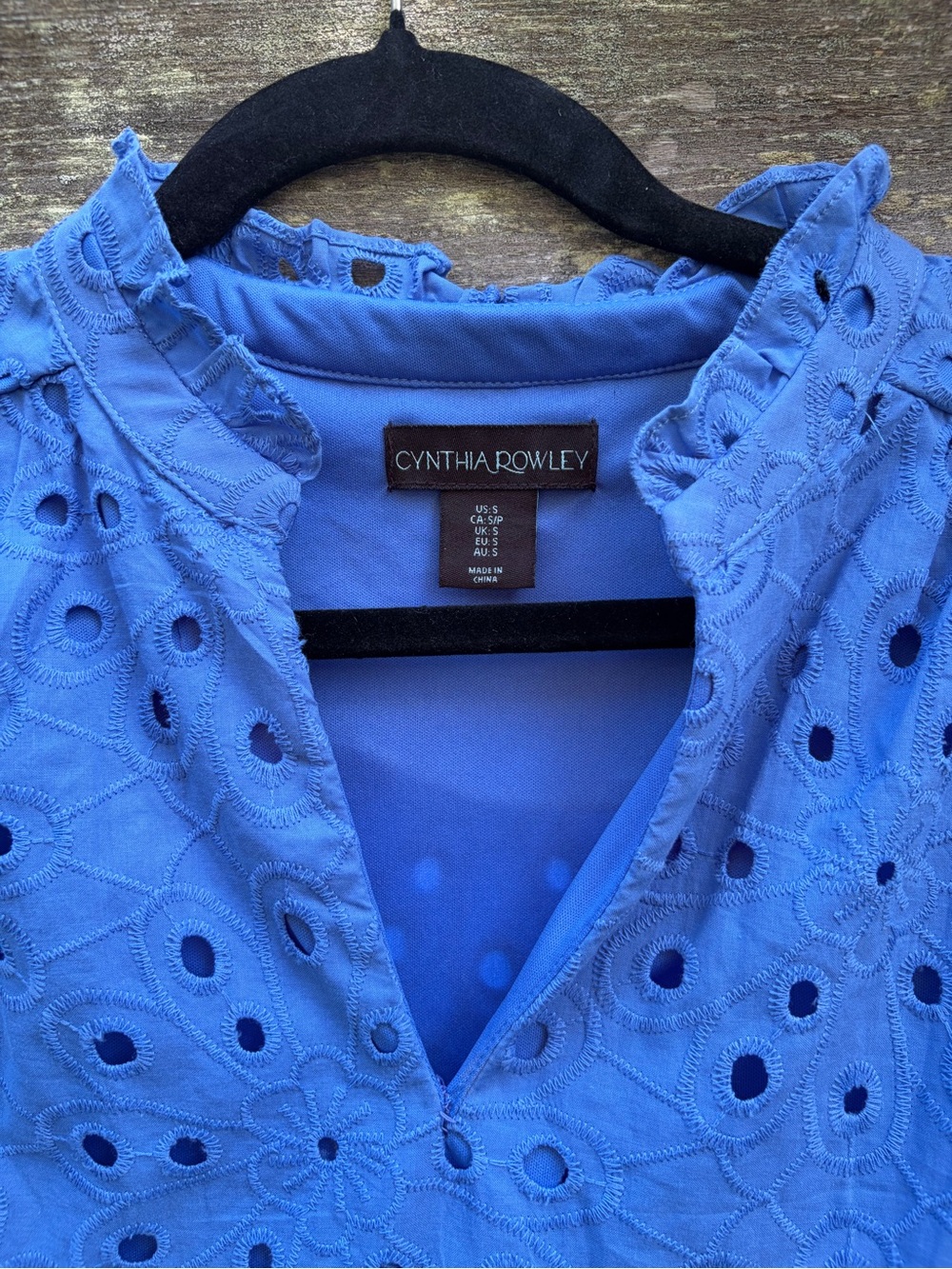 Cynthia Rowley Blue Eyelet Cotton Dress Size Small - Picture 2 of 5
